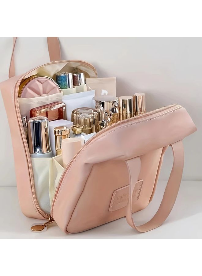 Pink Makeup Organizer Bag Large Capacity Cosmetic Case Travel Daily Beauty Storage - Image 1